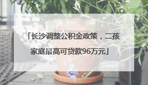 长沙调整公积金政策，二孩家庭最高可贷款96万元